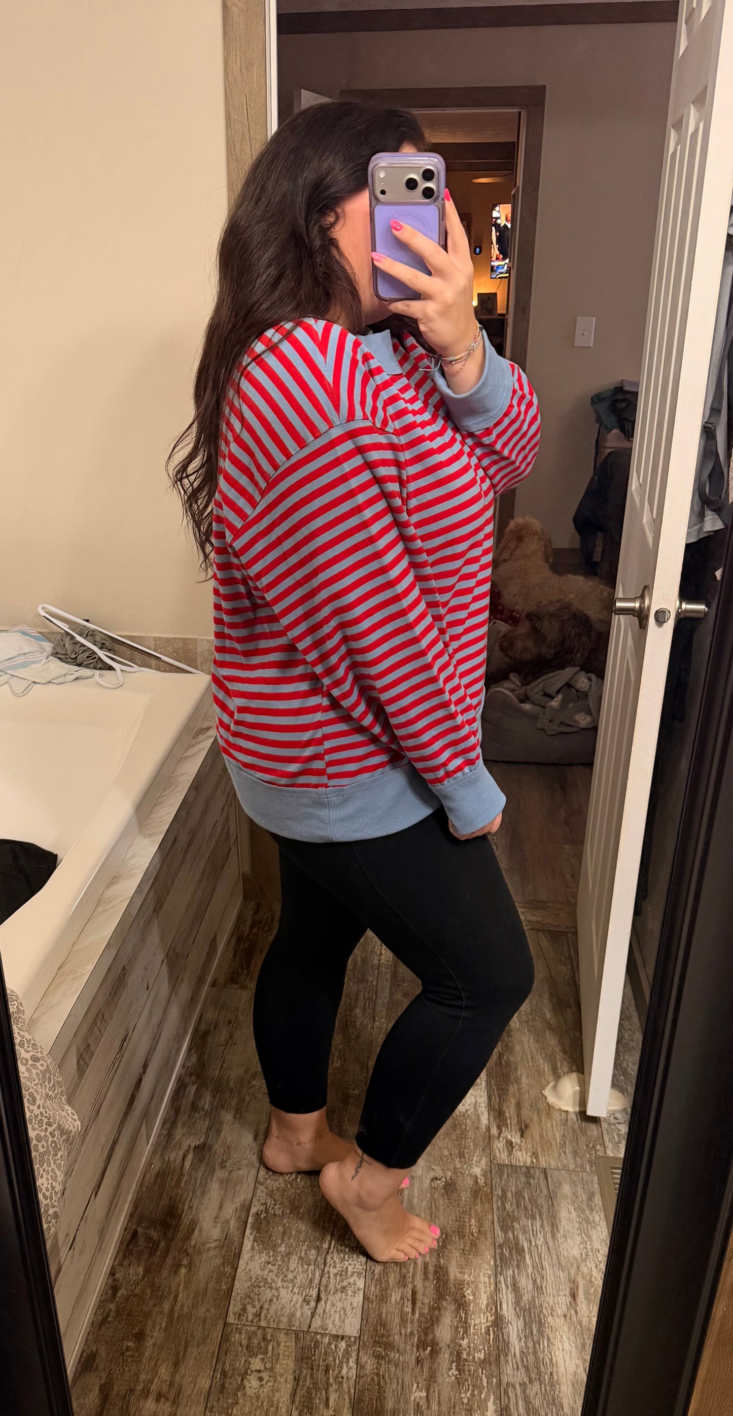 Oversized Striped Mock Neck Sweater