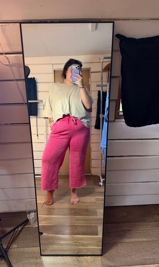 Cropped Hot Pink Sweatpants