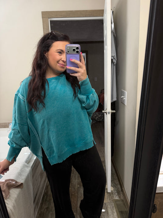 Oversized Sweatshirt-Teal