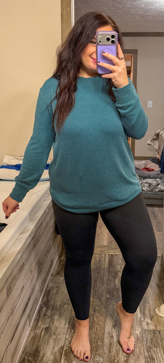Ribbed Long Sleeve-teal