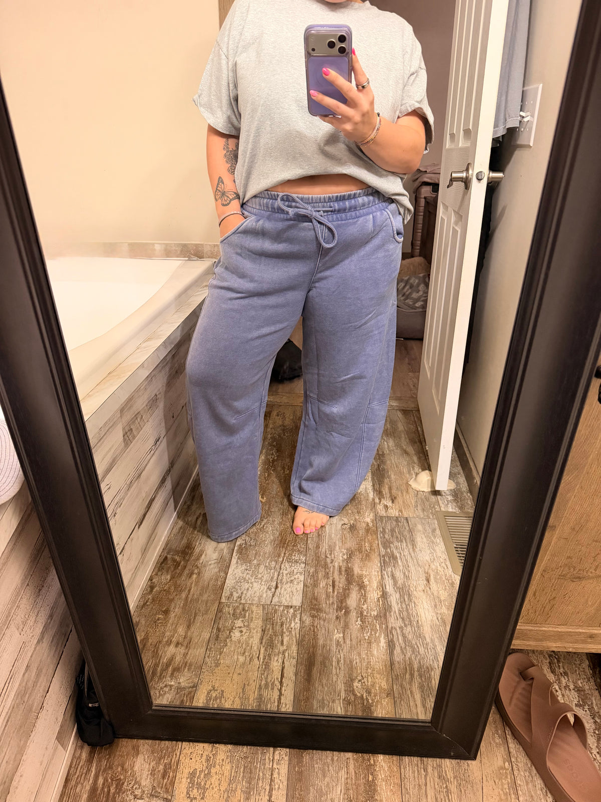 Acid Wash Barrel Sweatpants-Marlin