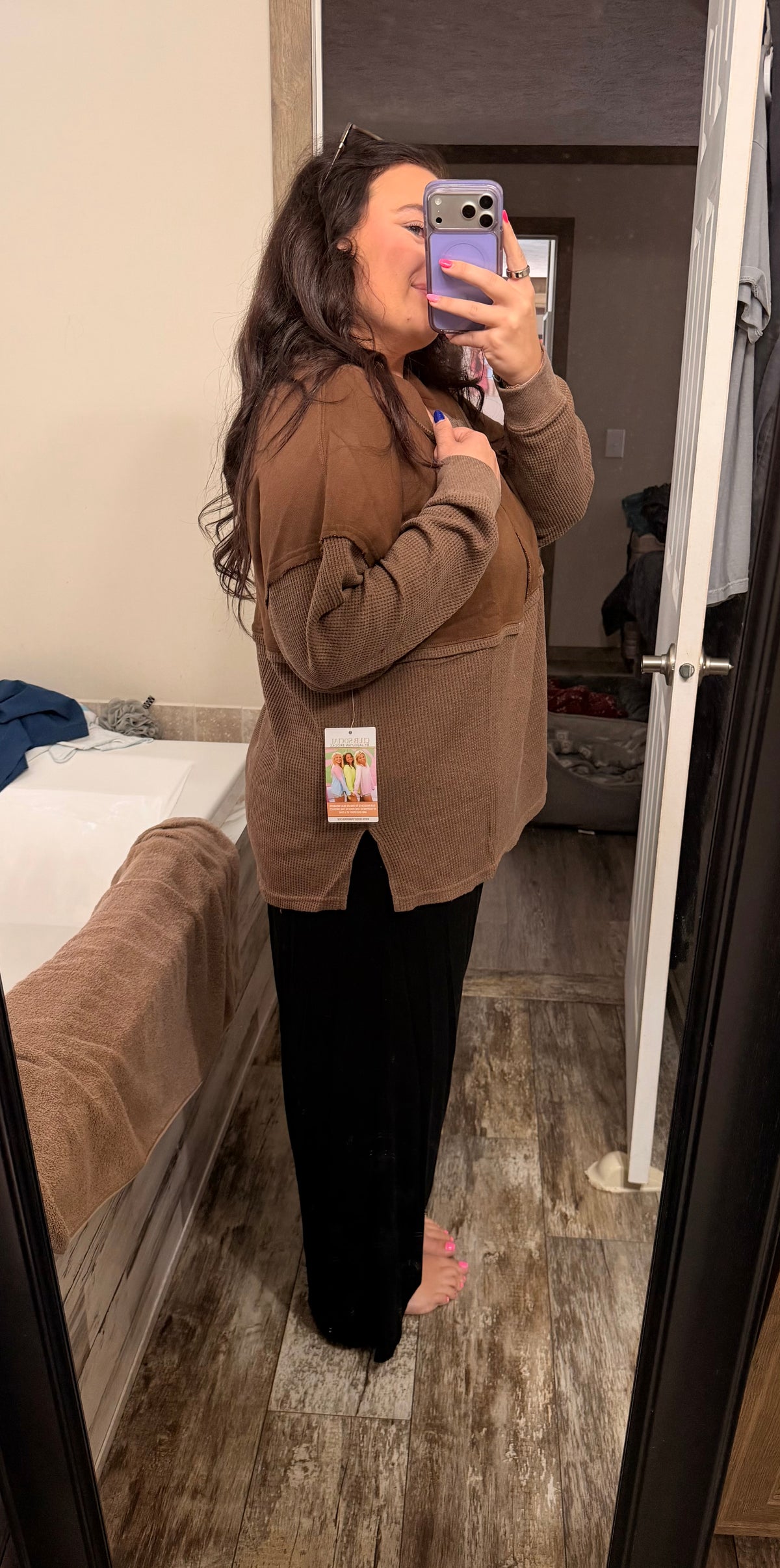 Quarter Zip Pullover- Brown