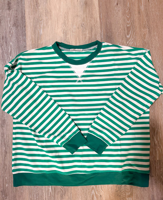 Striped Pullover-Kelly/Hunter Green