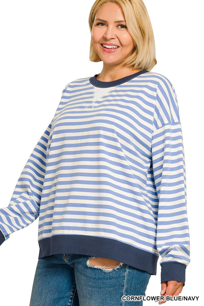 Striped Pullover-Blue/Navy