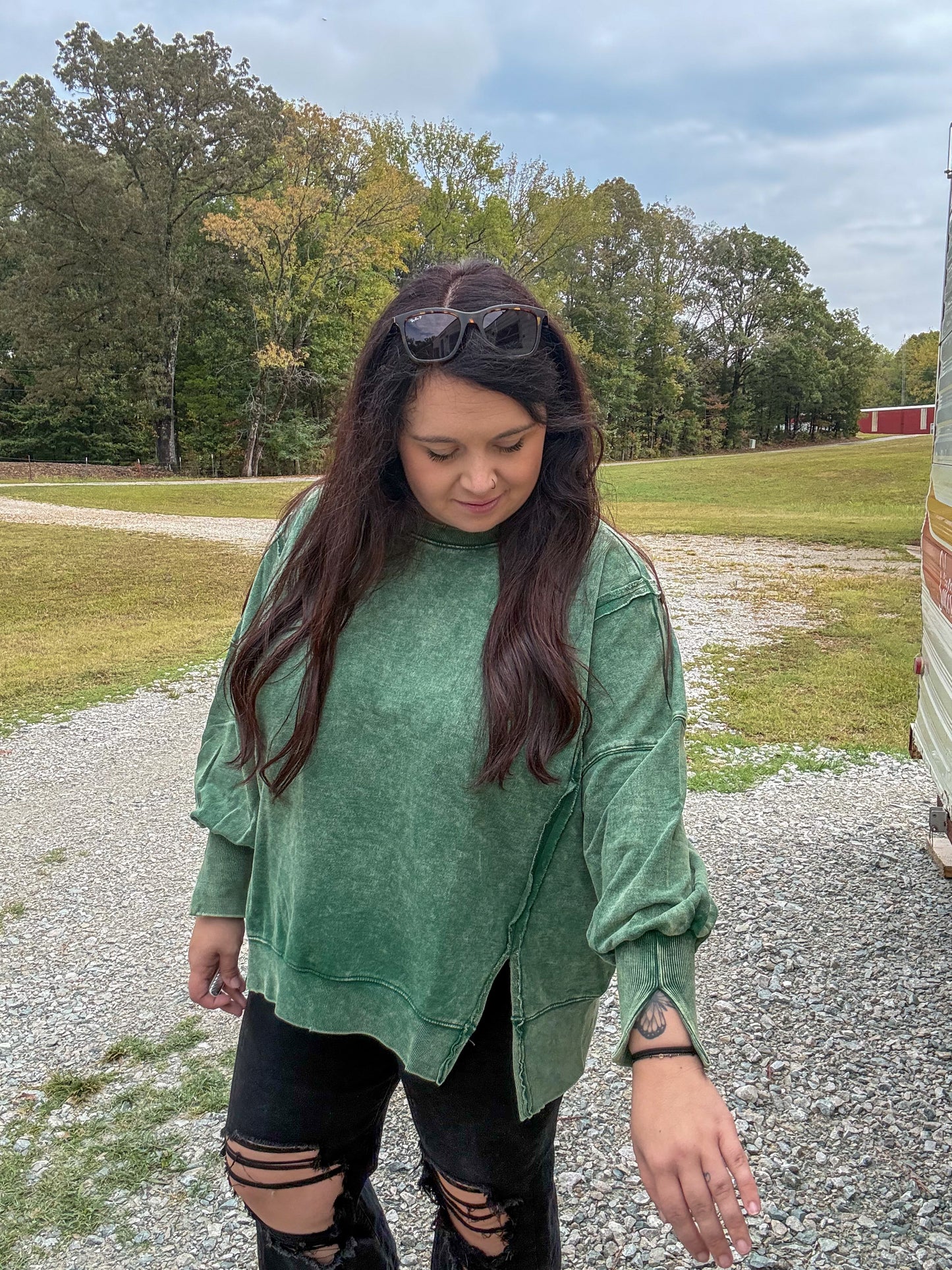 Exposed Seam Oversized Sweatshirt