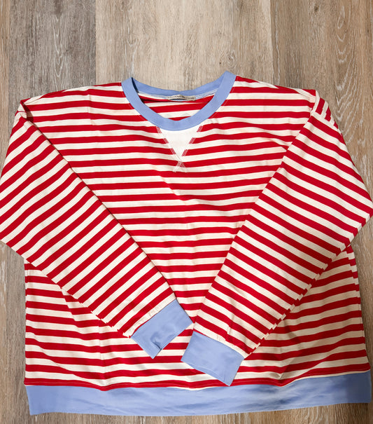 Striped Pullover-Red/Blue