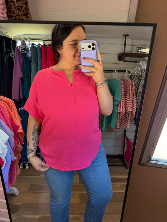 Summer Airflow Top-Fuchsia
