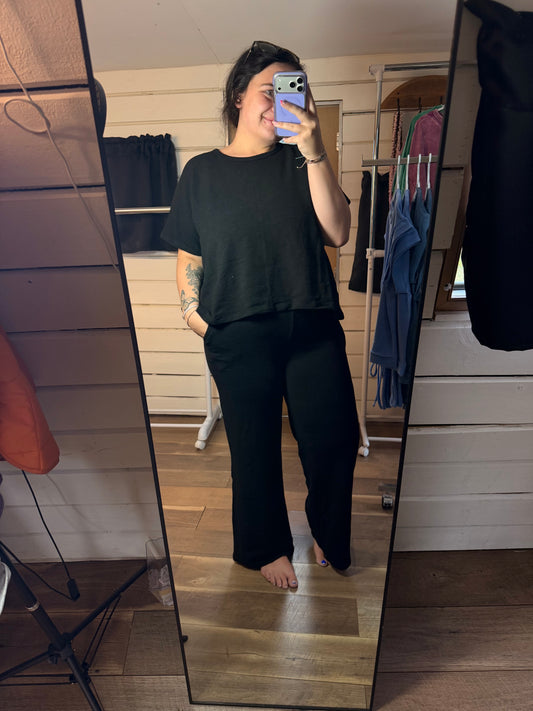 Cotton Pant Set-Black