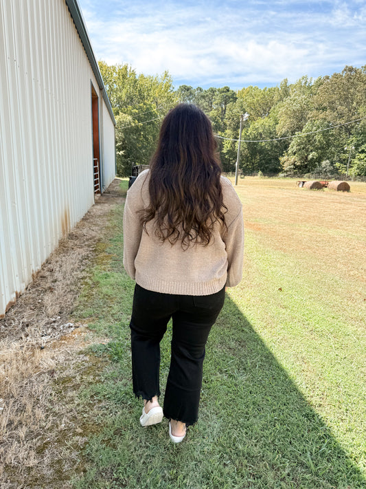 Distressed Black Crop Flare Jeans