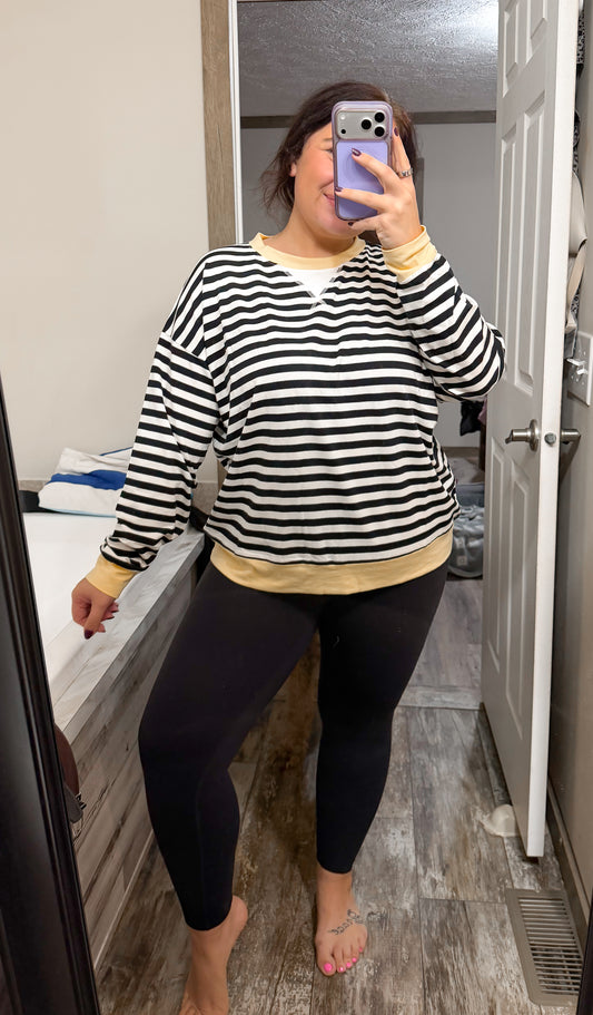 Striped Pullover-Black/Yellow