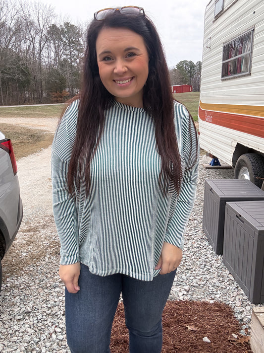 Ribbed Long Sleeve Pocket