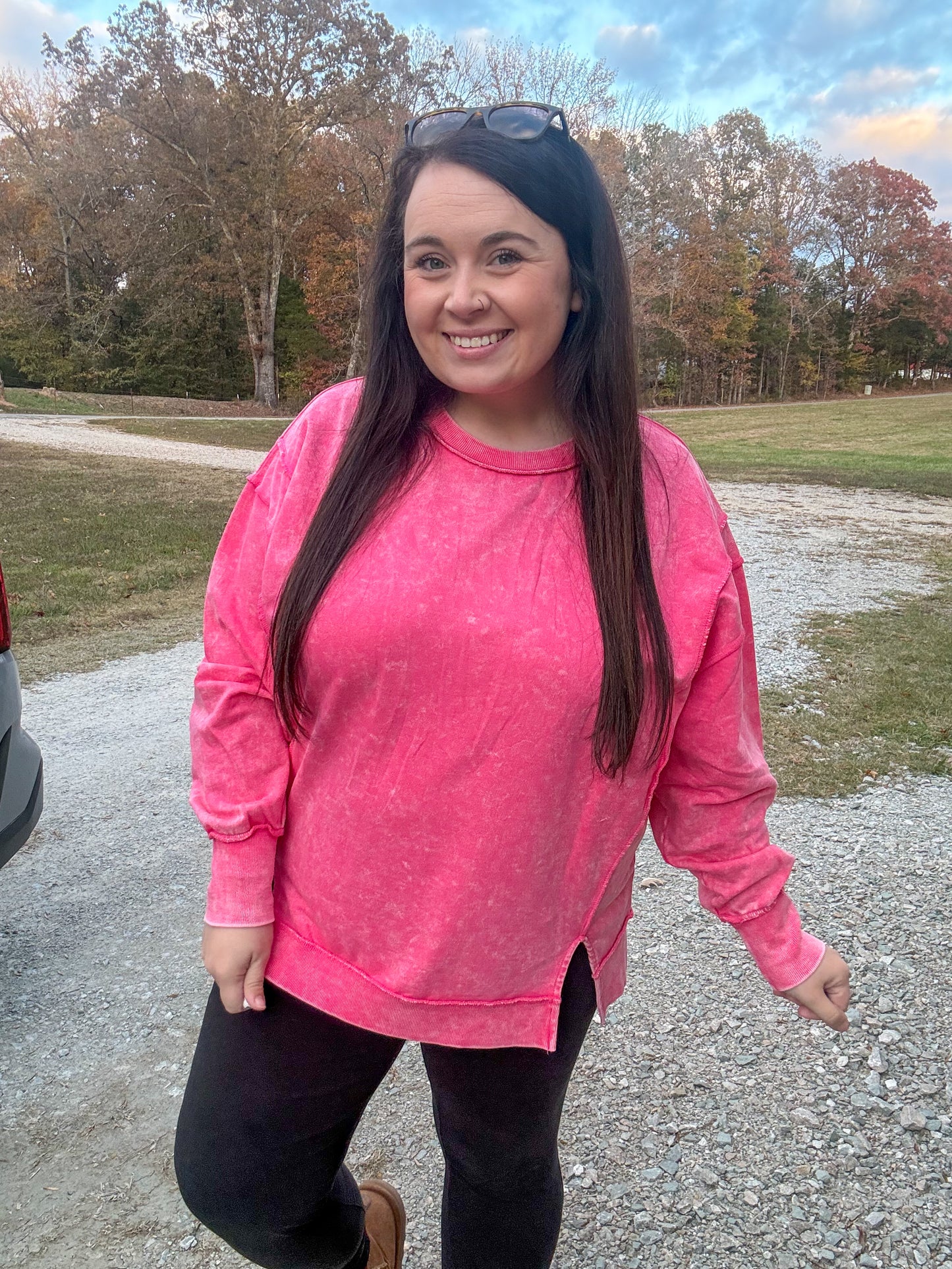 Pink Exposed Seam Pullover