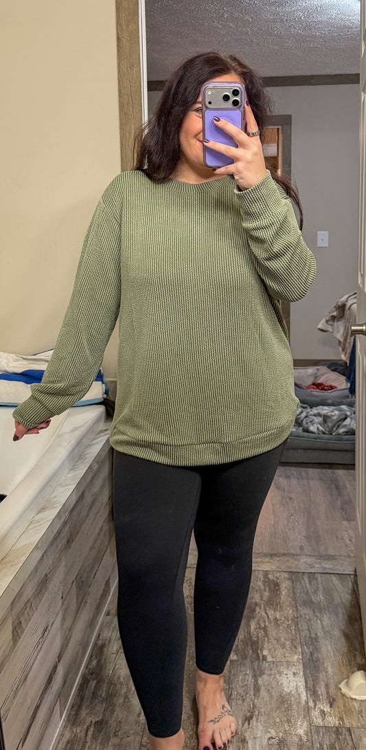 Ribbed Long Sleeve-light Olive