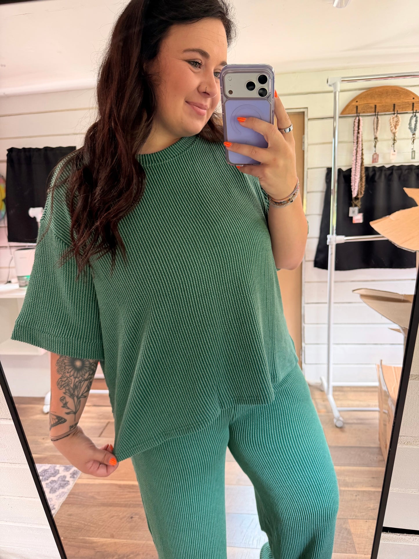 PLUS Hunter Green Ribbed set