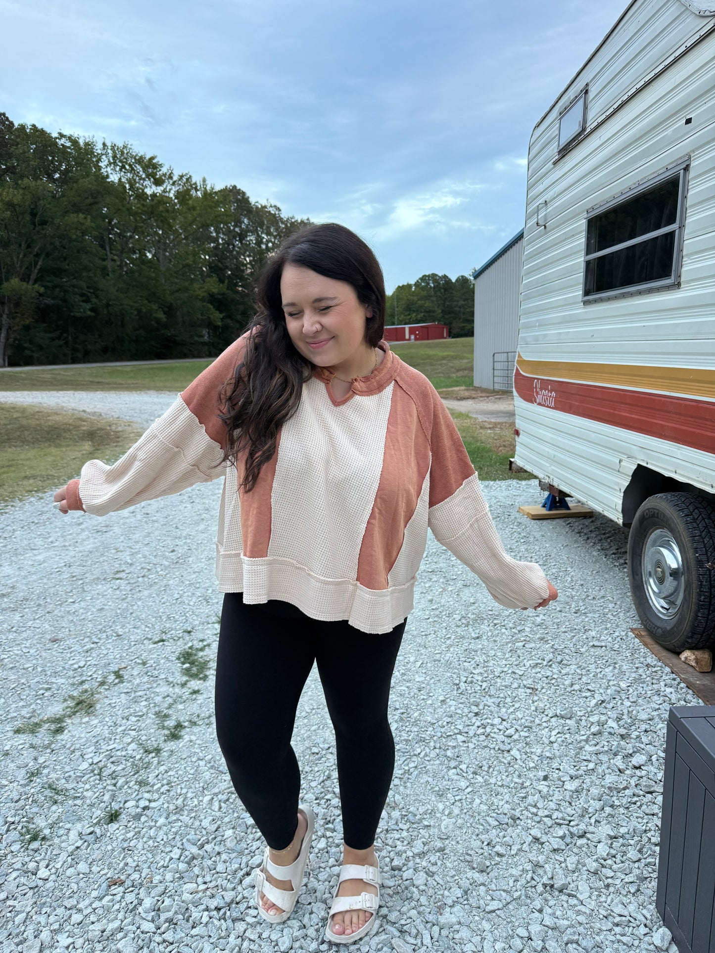 Contrast Long Sleeve Top