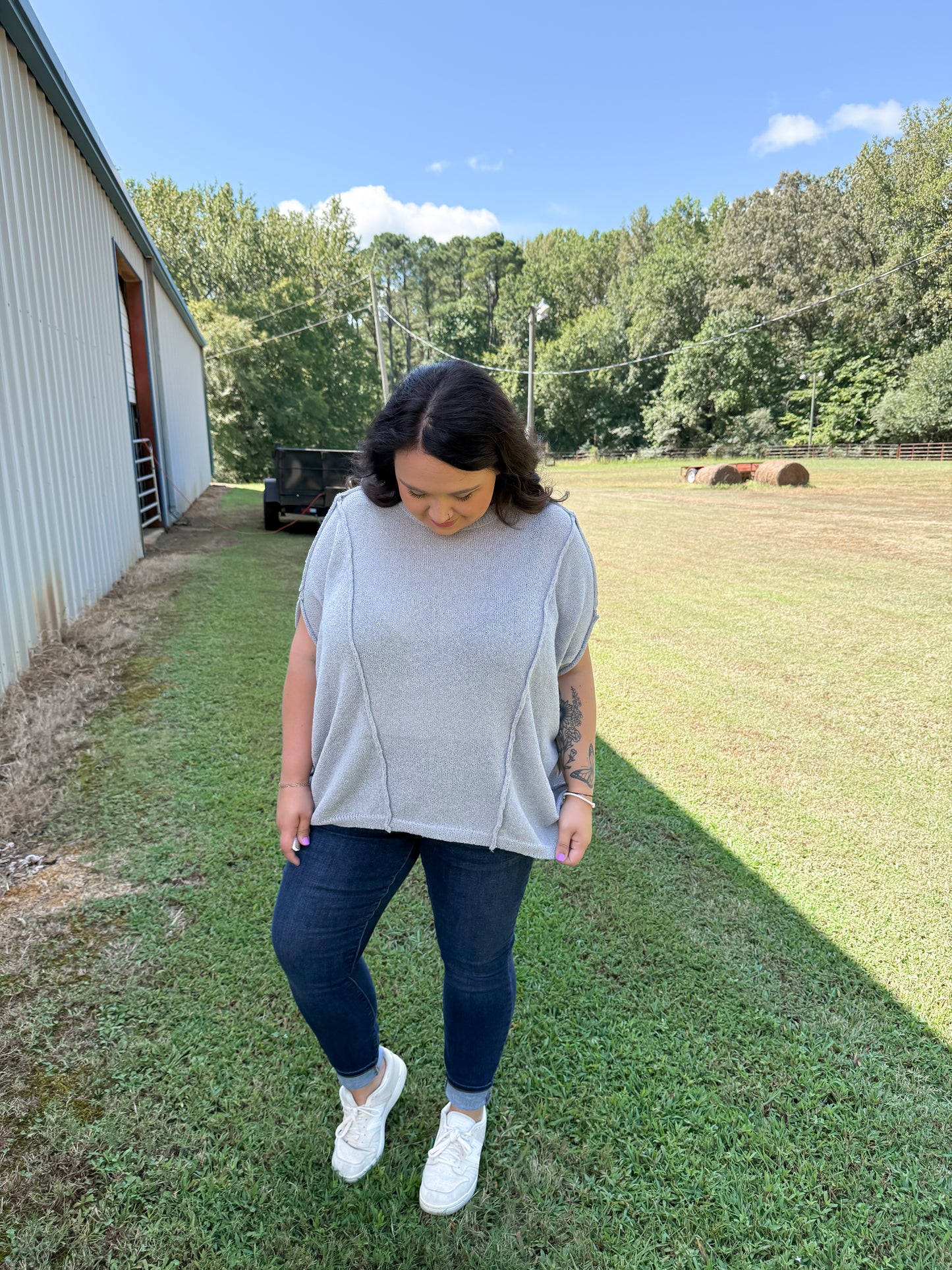 Short Sleeve Relaxed Knit Pullover