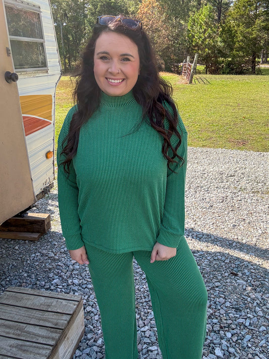 Raised Rib Long Sleeve Pant Set