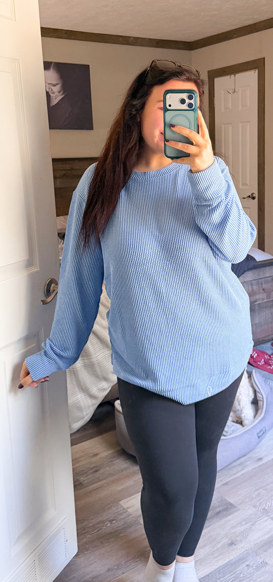 Ribbed Long Sleeve-cornflower
