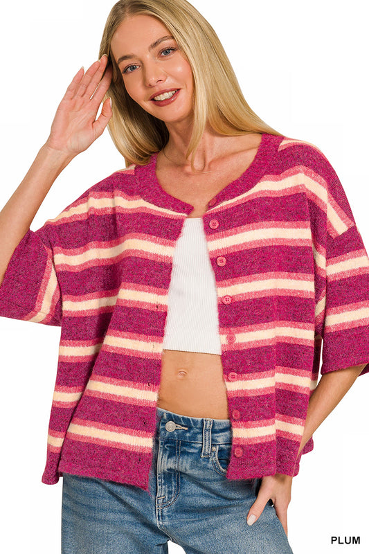 Cardigan Sweater-Plum
