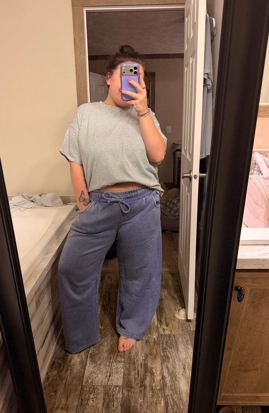 Acid Wash Barrel Sweatpants-Marlin
