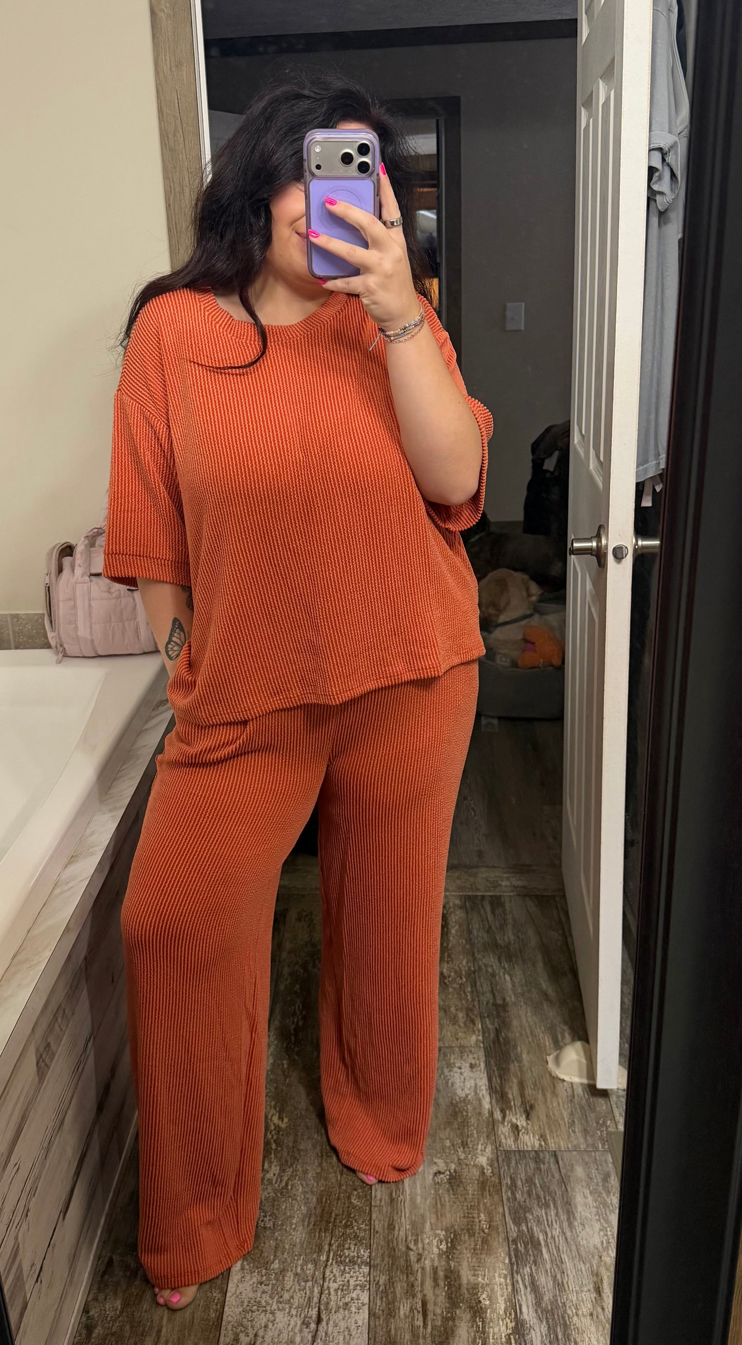 Light Burnt Orange Ribbed set