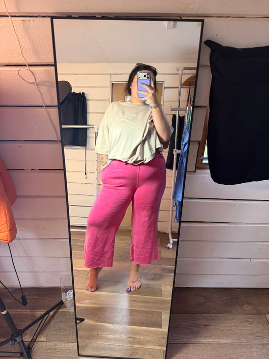 Cropped Hot Pink Sweatpants