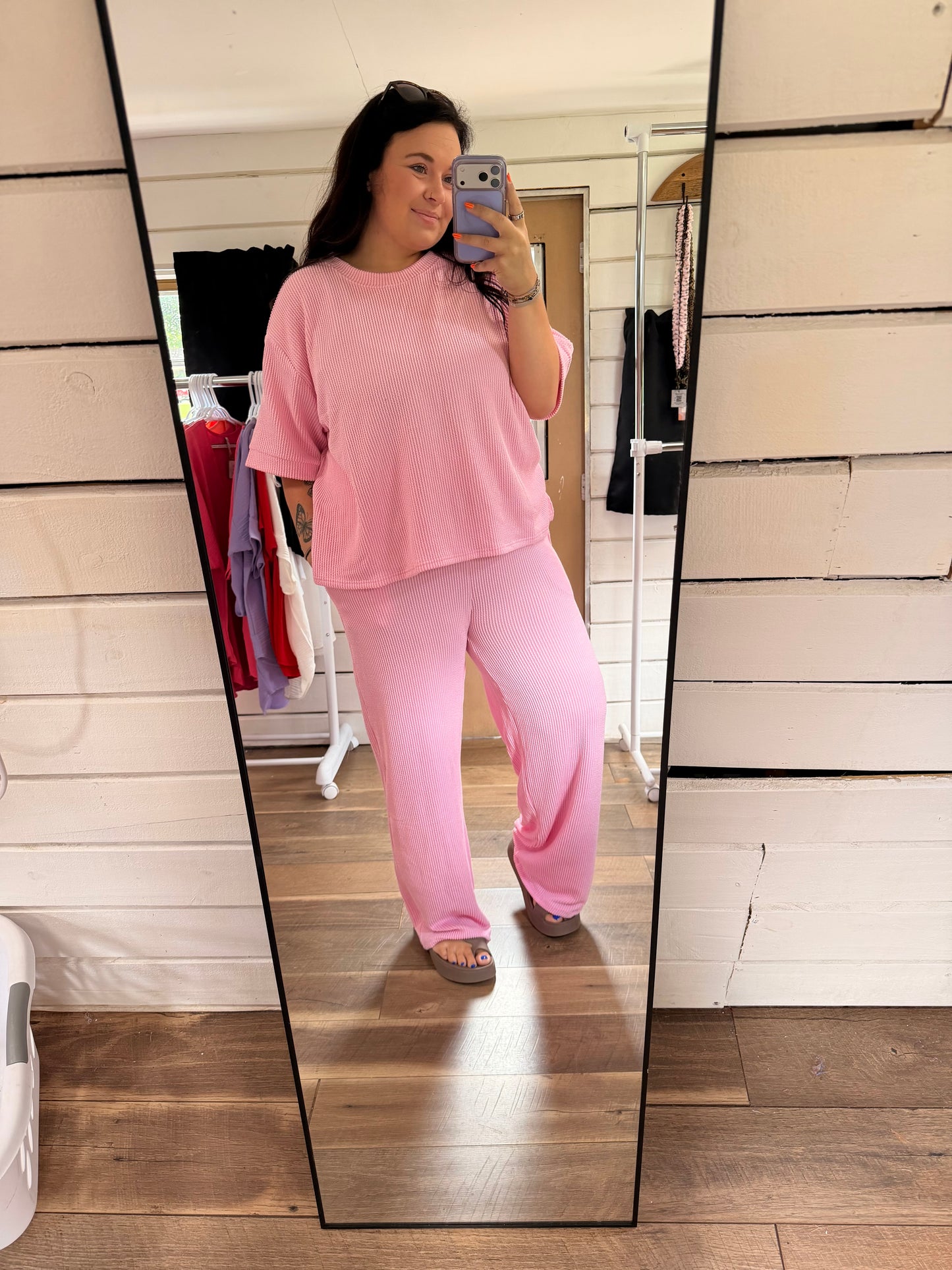 PLUS Light Pink Ribbed set