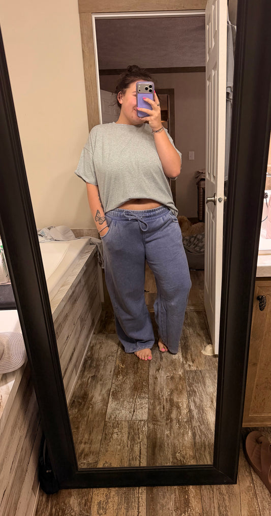 Acid Wash Barrel Sweatpants-Marlin