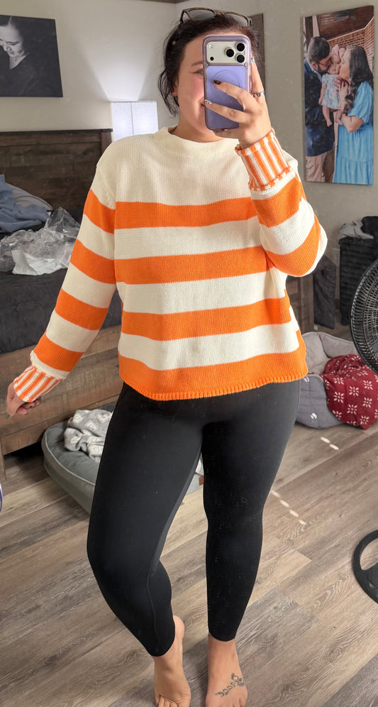 Striped Orange and White Sweater