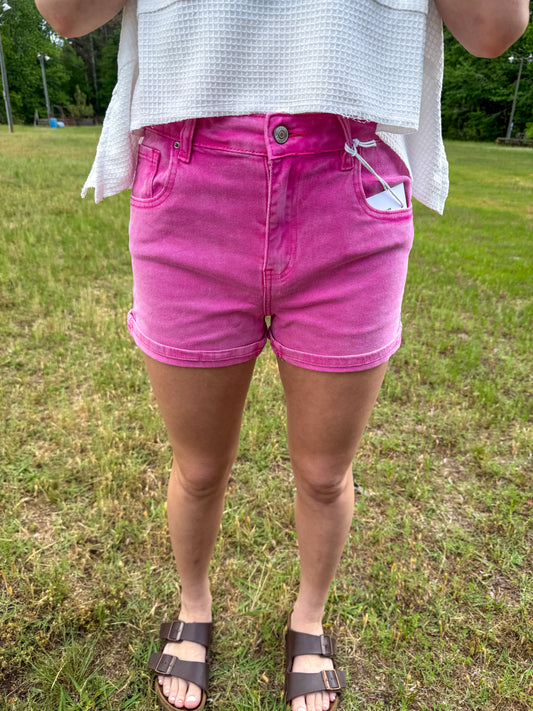Cuffed Denim Shorts
