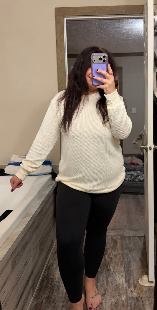 Ribbed Long Sleeve-cream