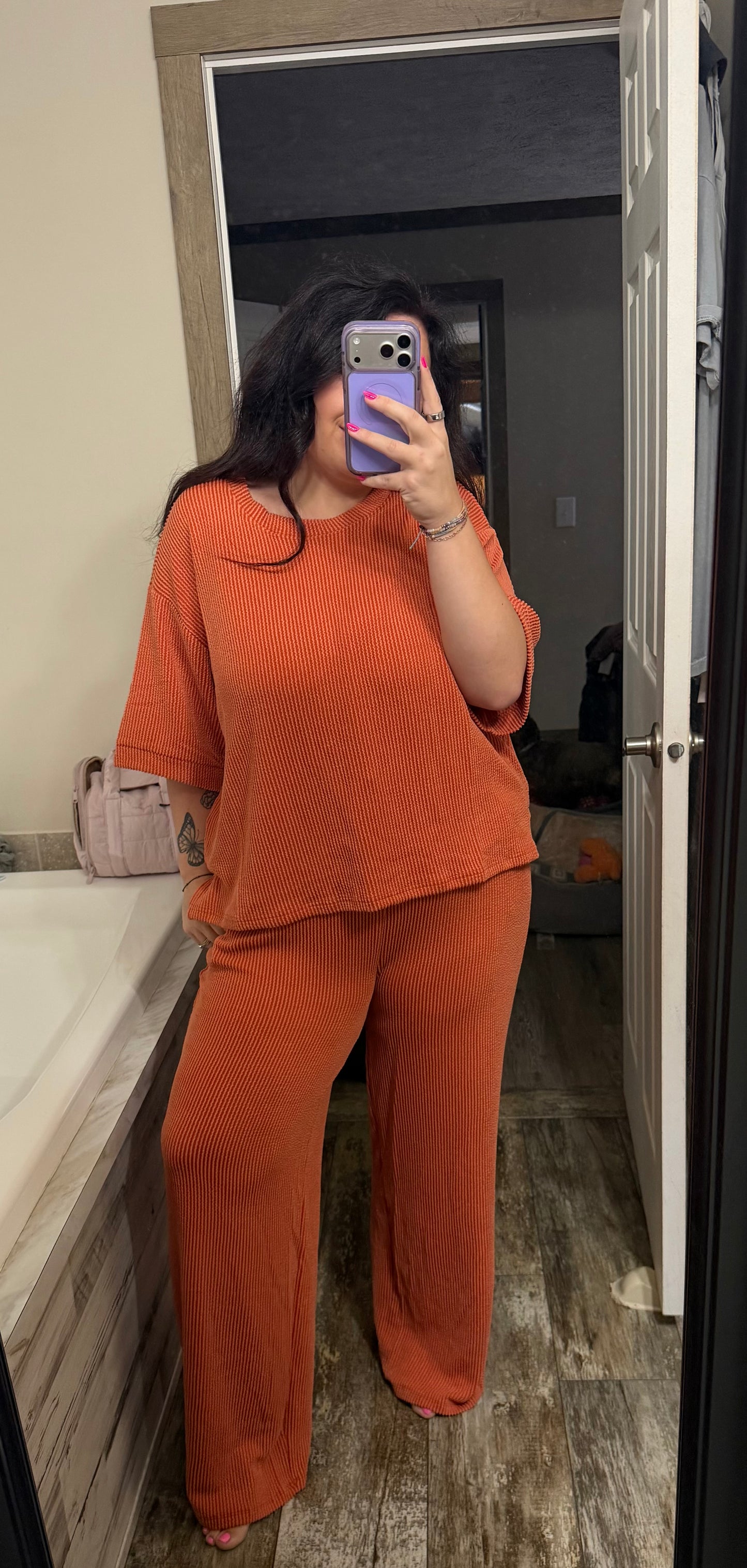 Light Burnt Orange Ribbed set