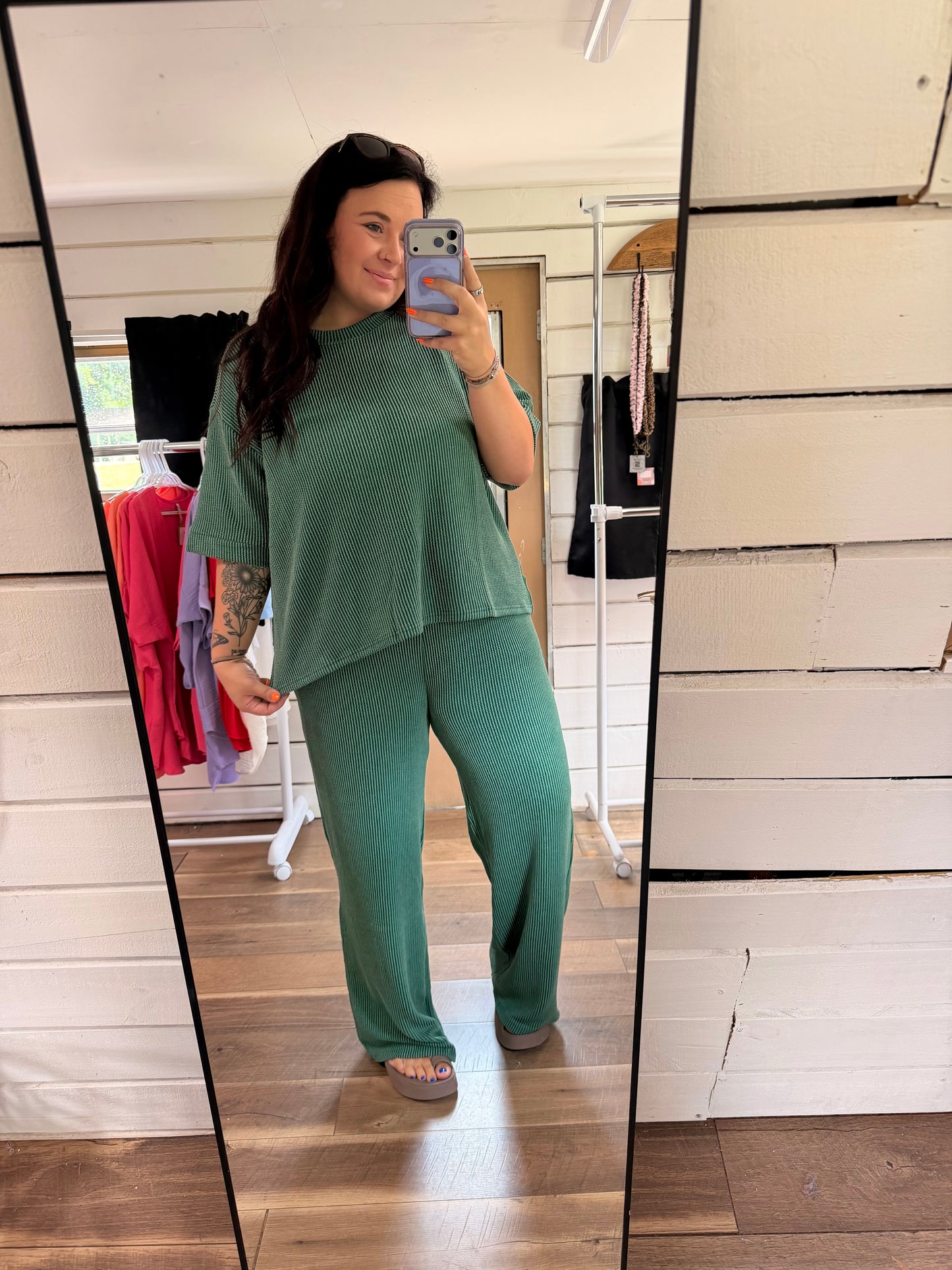 PLUS Hunter Green Ribbed set