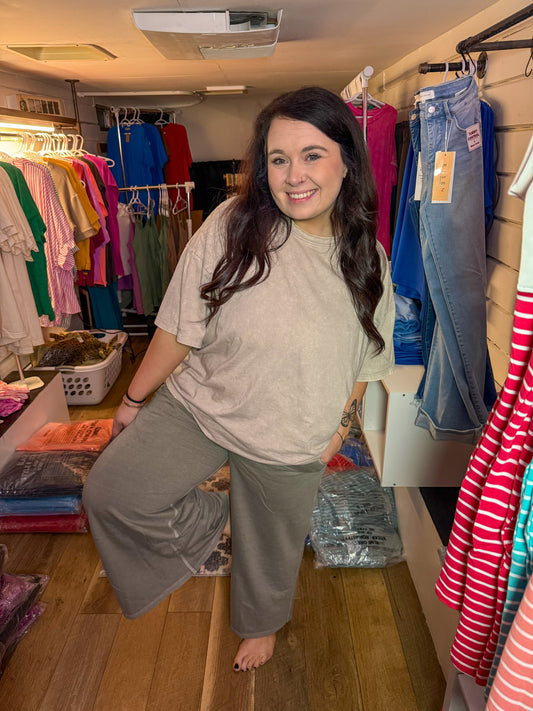 Terry Wash Wide Leg-Ash Mocha