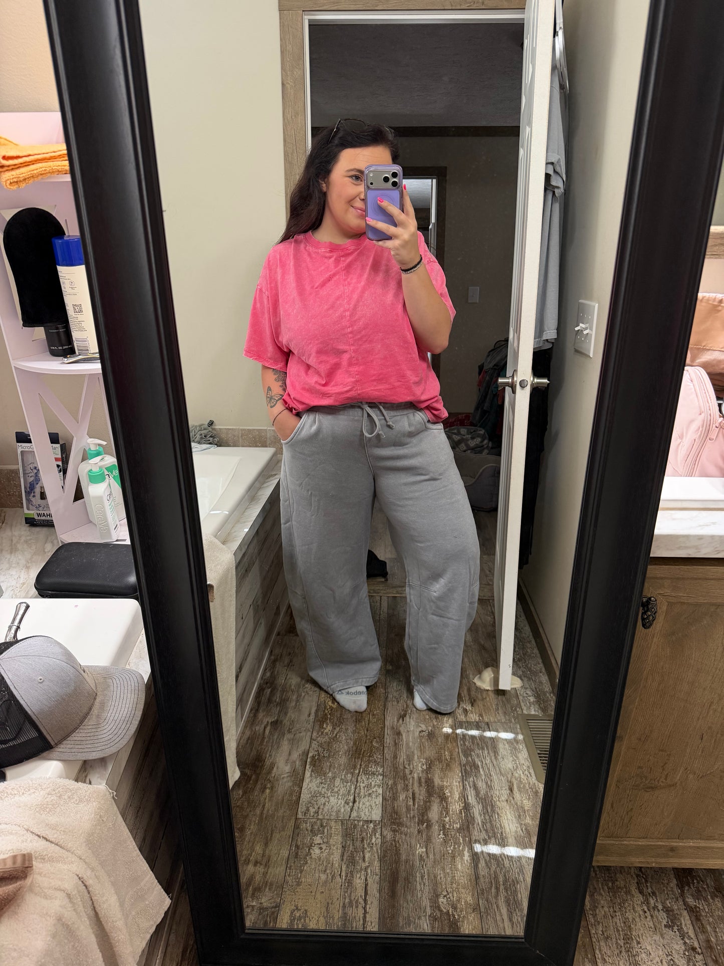 Acid Wash Barrel Sweatpants-Sleet