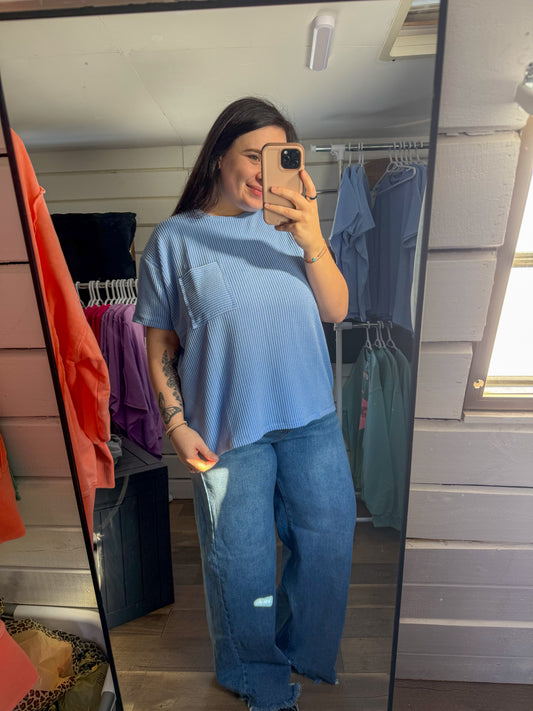 Ribbed Short Sleeve with Pocket