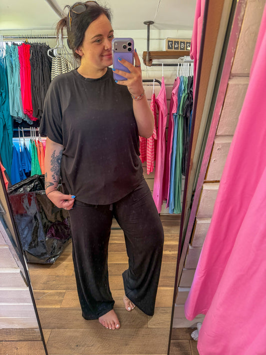 Relaxed Fit Lounge Set-Black