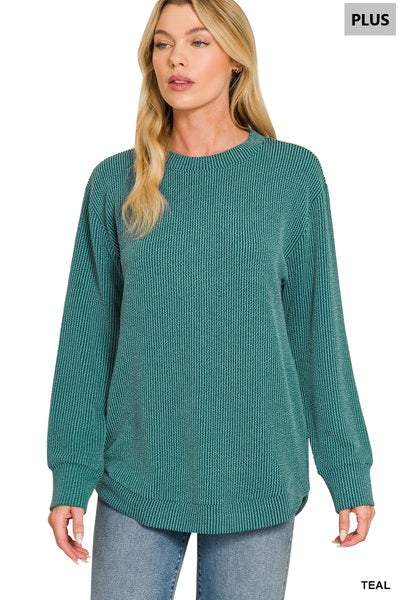 Ribbed Long Sleeve-teal