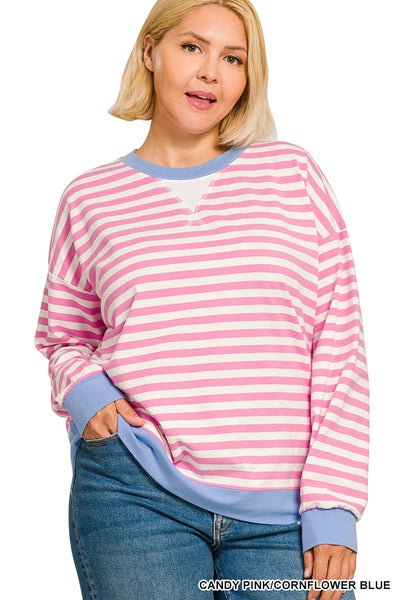 Striped Pullover-Pink/Blue