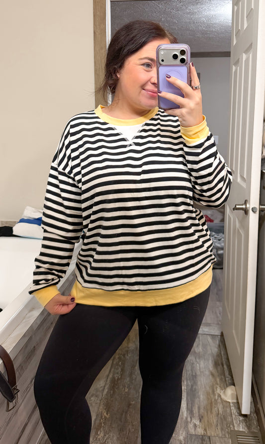 Striped Pullover-Black/Yellow