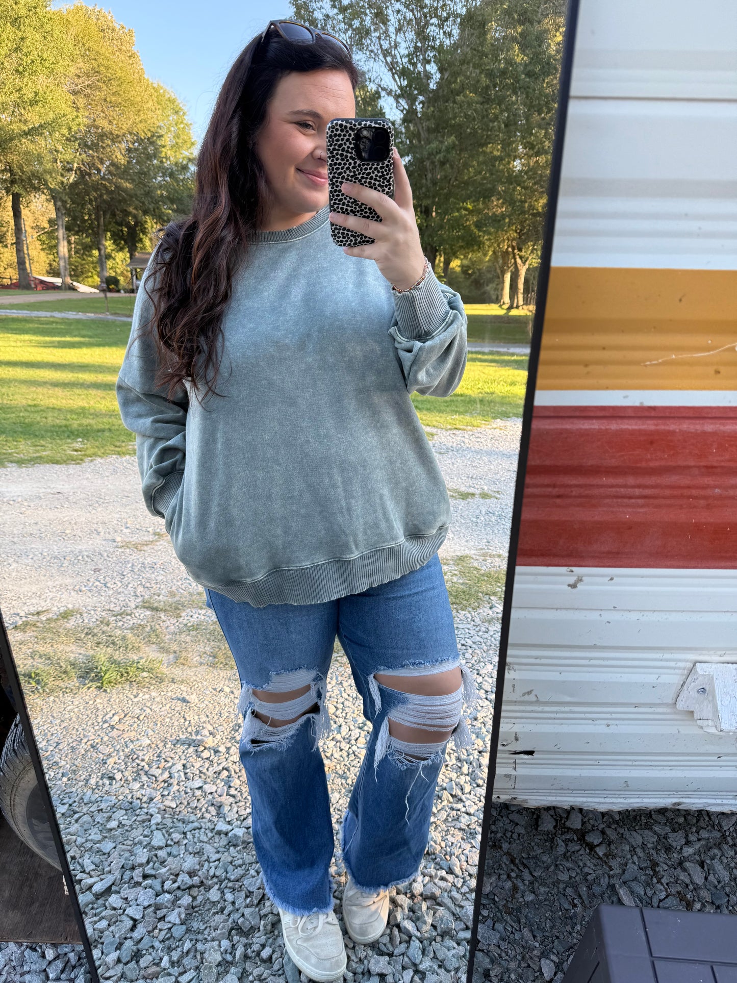 PLUS Acid Wash Pocket Sweatshirt