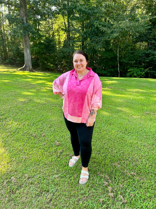 Pink Colorblock Top