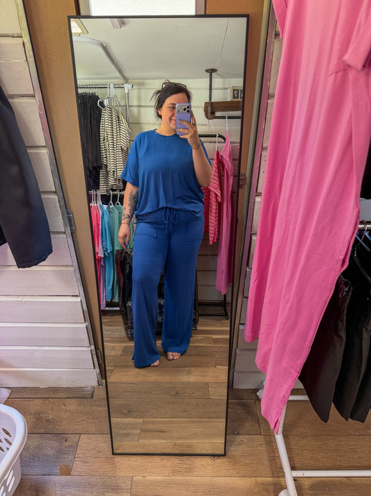 Relaxed Fit Lounge Set-Navy