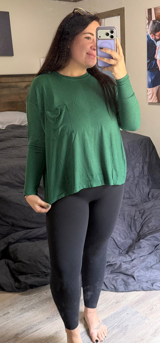 Long Sleeve with Pocket- Dark Green