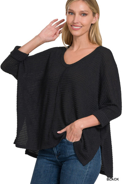 Zenana 3/4 sleeve v neck sweater