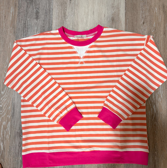 Striped Pullover-Coral/Pink