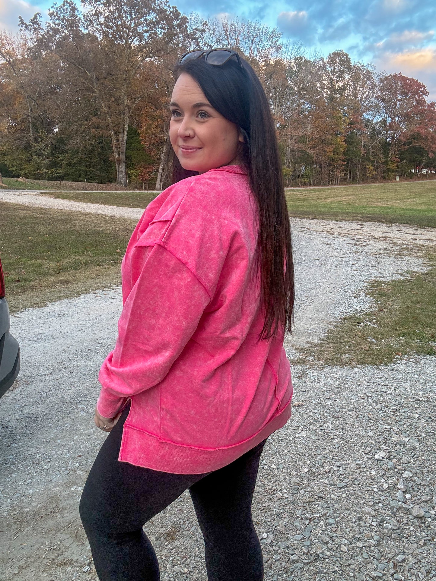 Pink Exposed Seam Pullover