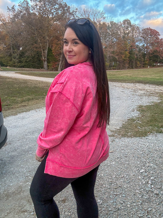 Pink Exposed Seam Pullover