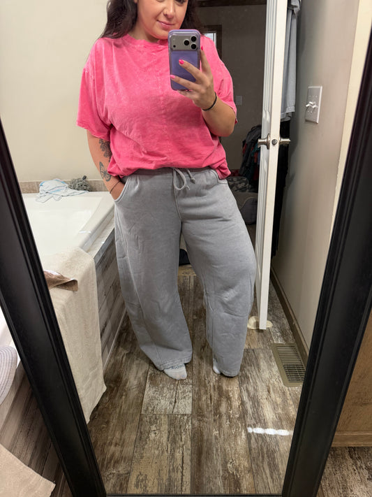 Acid Wash Barrel Sweatpants-Sleet