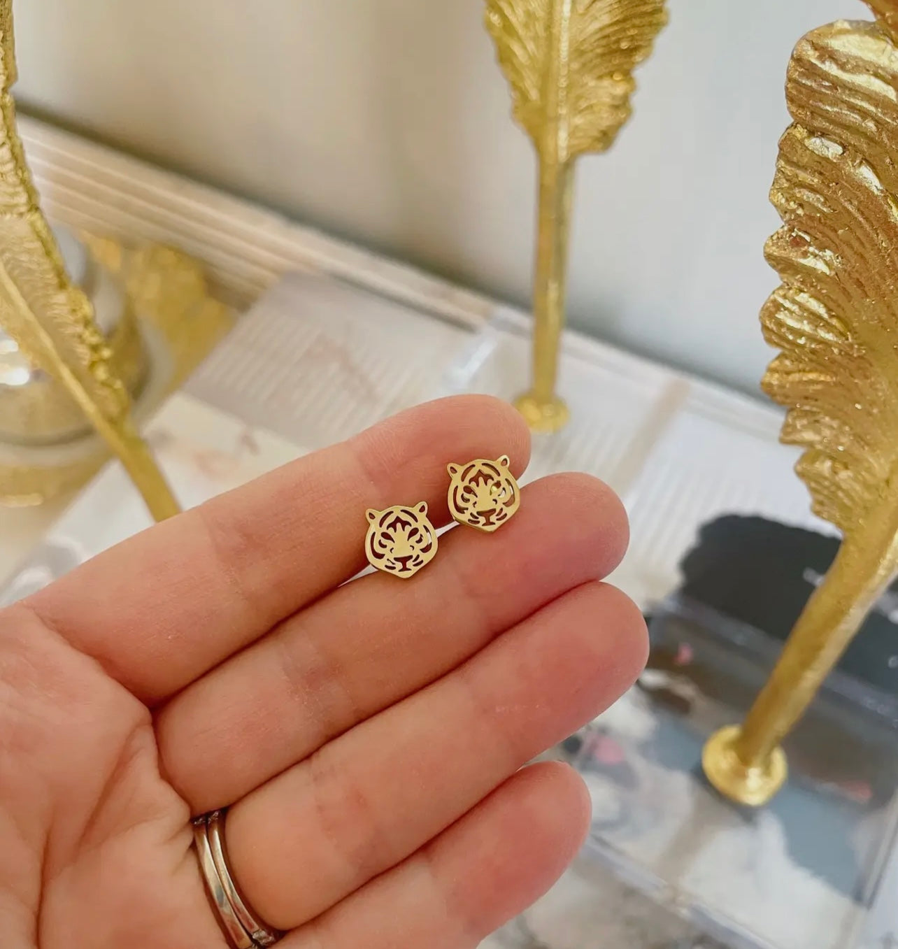 PREORDER Gold Tiger Stud Earrings